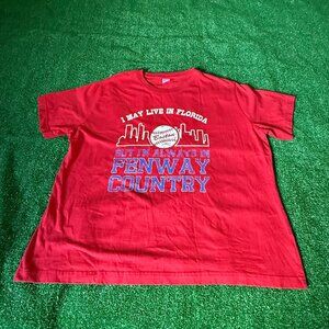 LAT Boston Fenway Country Short Sleeve Crew Neck Rare Red T-shirt Big Size 2XL
